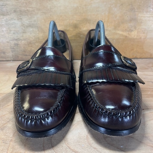 Cole Haan City Mens Sz 9.5 (D) Kiltie Monk Strap Loafers Shoes Cordovan Burgundy - Picture 2 of 8